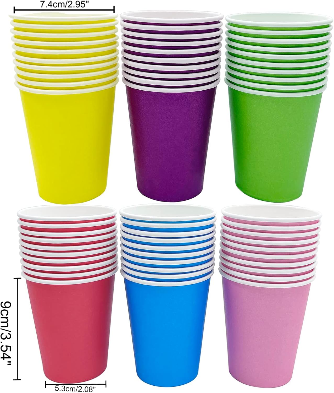 60pcs DIY Paper Cups, Multicolor Paper Cups For Wedding Christmas Party Picnic BBQ Travel and Event (8 Ounce,60 Count) - Image 4