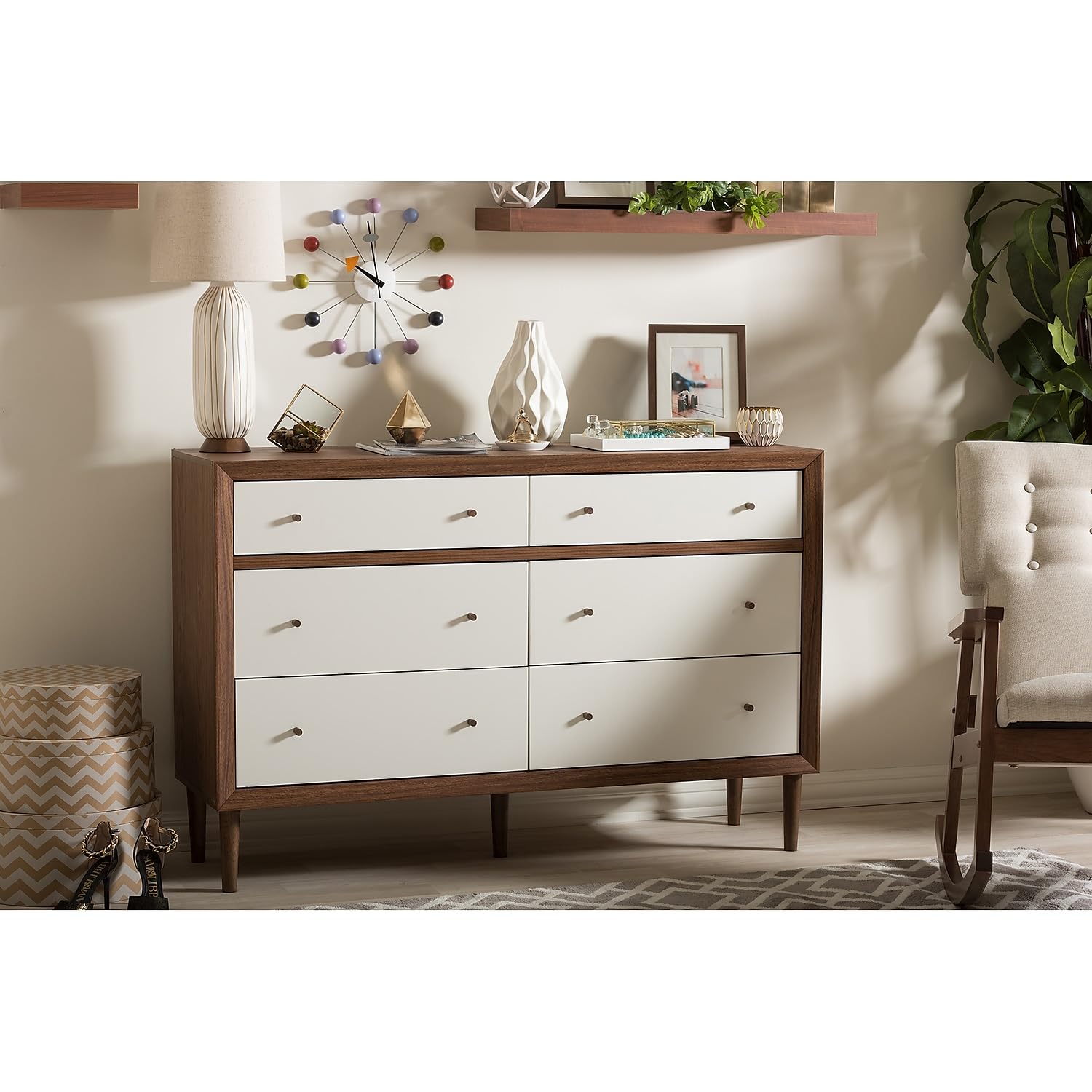 baxton studio landis mid-century modern 6-drawer dresser reviews Baxton Studio Landis Mid-Century Modern Ash Walnut Finished Wood 6-Drawer Dresser, Size: One size