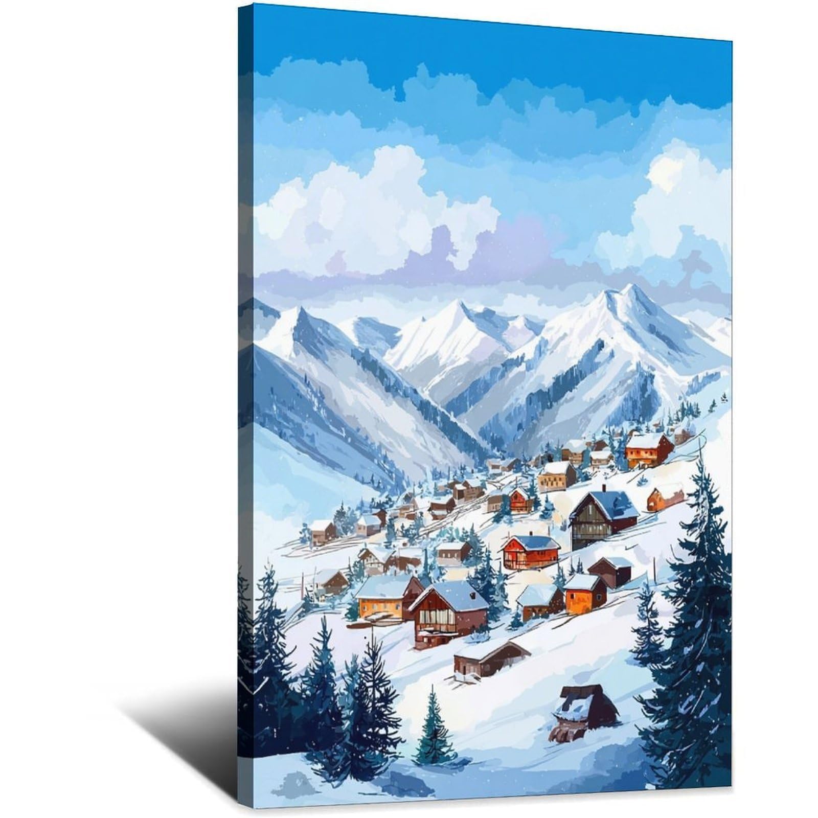La Plagne Ski Posters 24x36inch(60x90cm) Vintage Watercolor Canvas Art