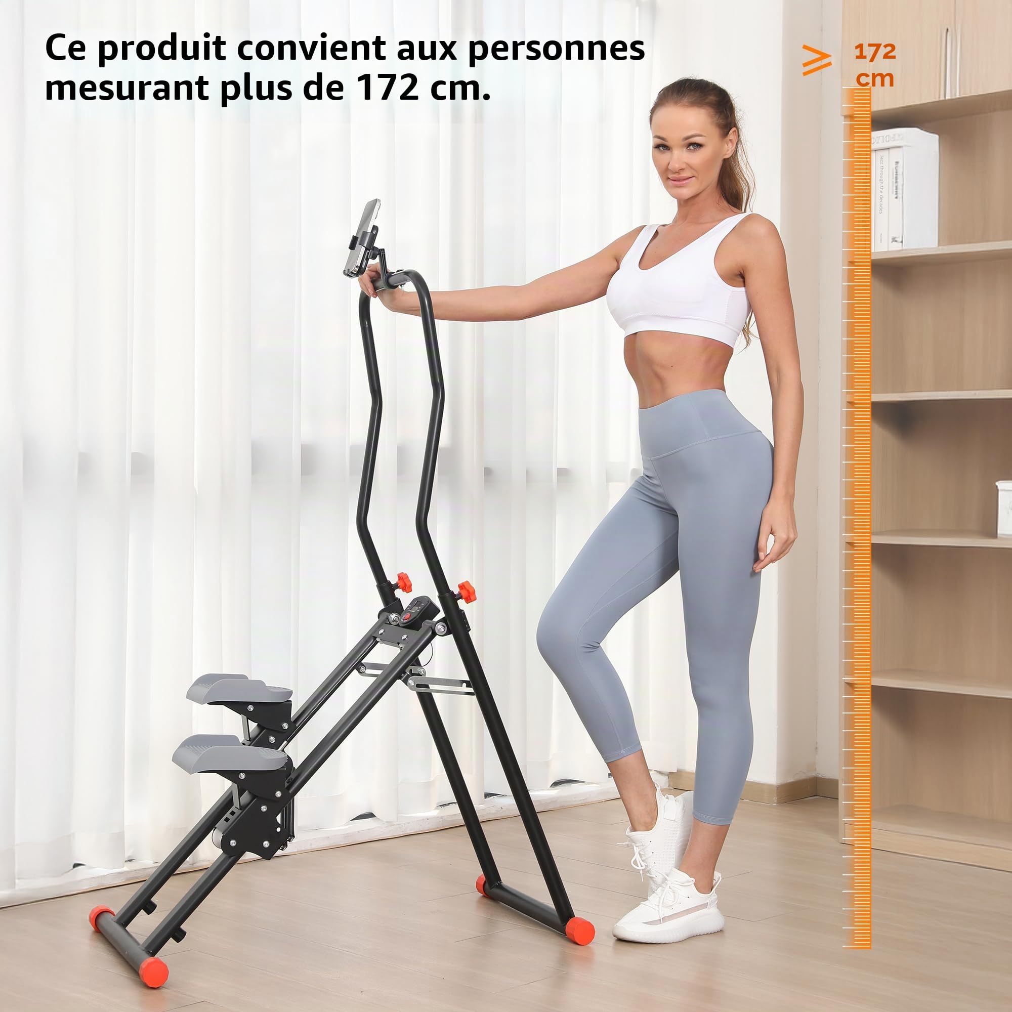 RYGEO - Stepper de marche pliable, grimpeur vertical, appareil d'exercice à domicile pour les abdominaux, les fessiers et les jambes, avec résistance réglable