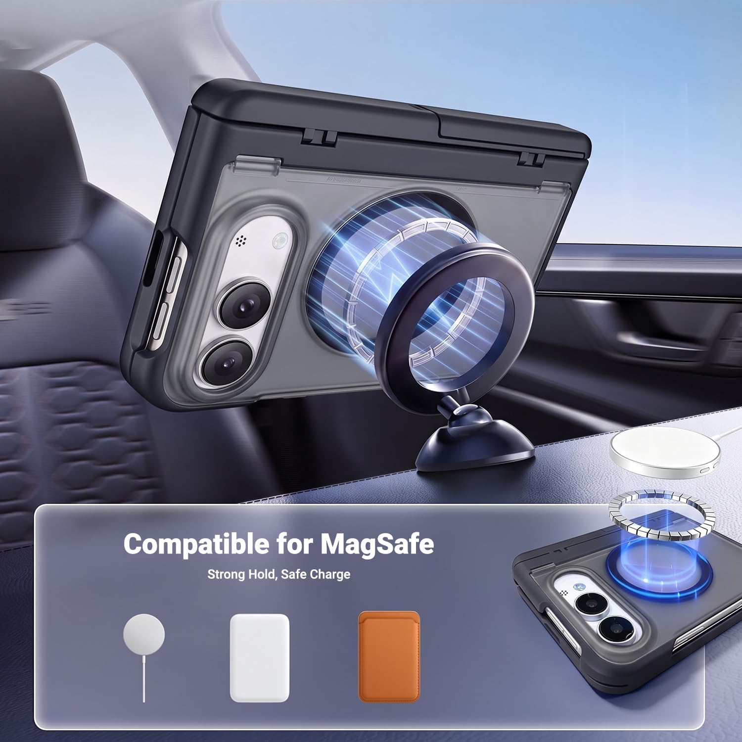 for Phone Ultra Fold Case Black with Screen Protector Stand for MagSafe image 4