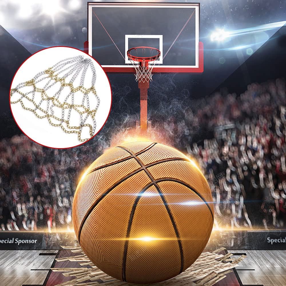 ProLeo Rete da Basket in Acciaio Zincato, Bianca e Gialla, per Uso Interno ed Esterno