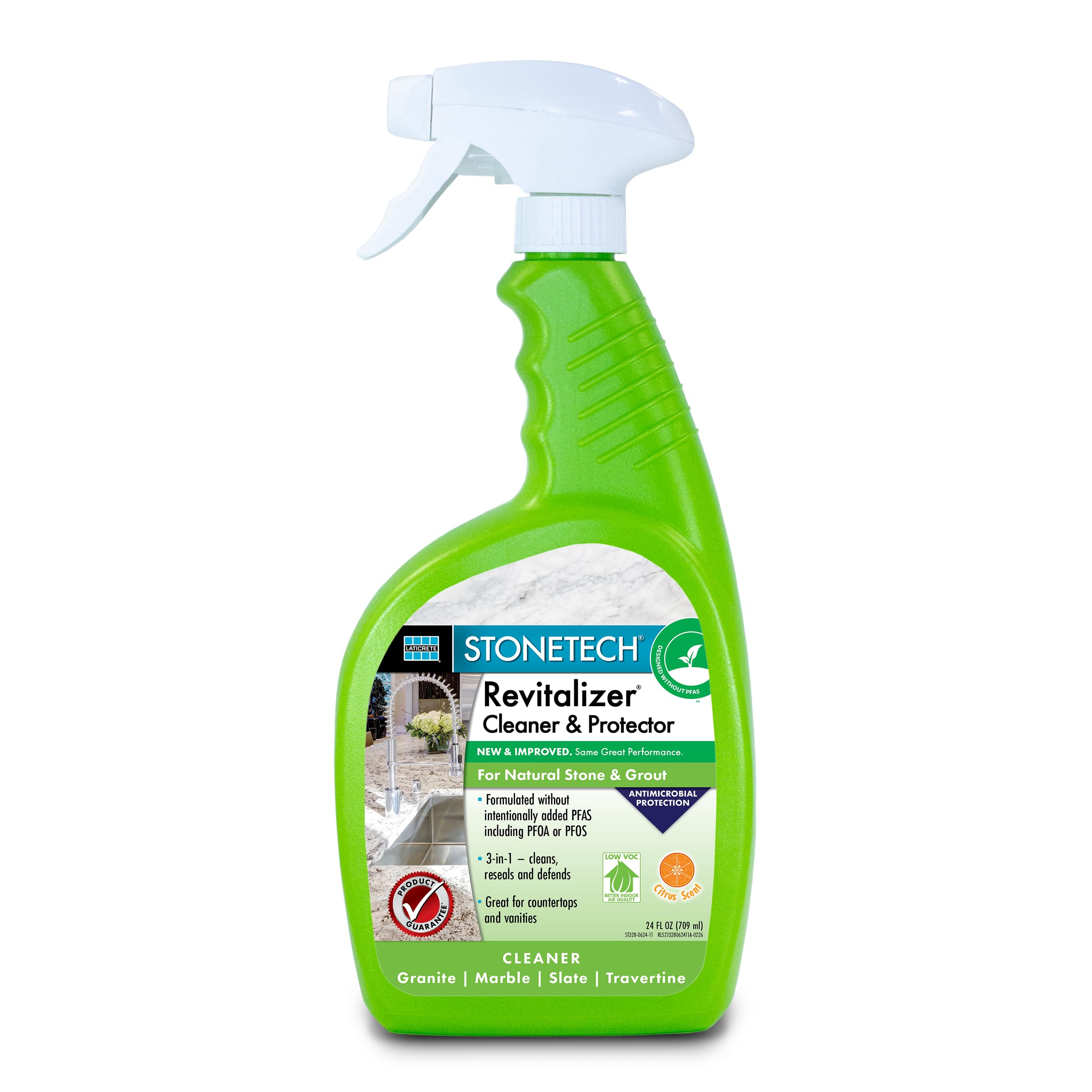 StoneTech® Designed without PFAS Revitalizer® Countertop Cleaner &amp; Protector, Ready-To-Use, 24 Oz. (Citrus)