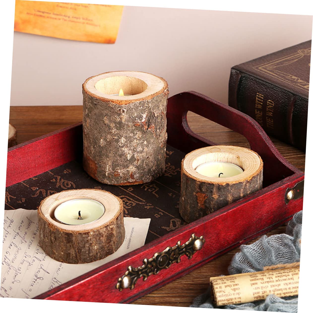 4 Set Portacandele A Palo Titolare Candelieri Lumini Decorazioni Per La Tavola Centrotavola Casa Piccolo Portacandele Da Tè Moderno Ceppo Nozze Candelabri Cenare Di Legno 2 Pezzi*4