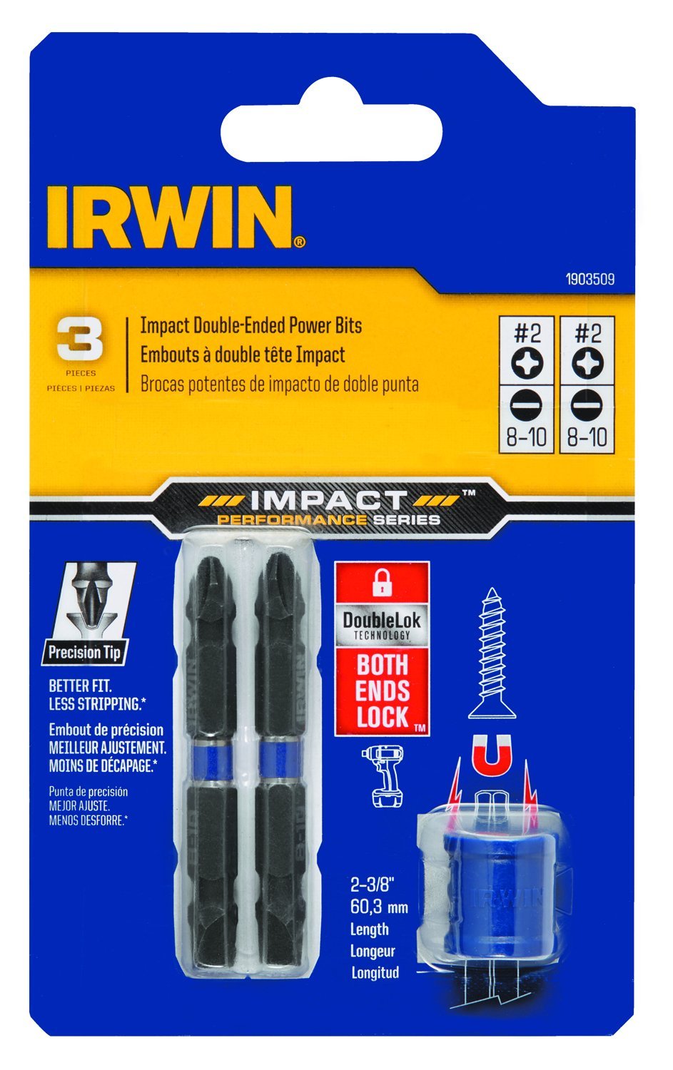 IRWIN Impact Performance Screwdriver Bits - 3-Piece -1 IRWIN Impact Performance Screwdriver Bits - 3-Piece -1