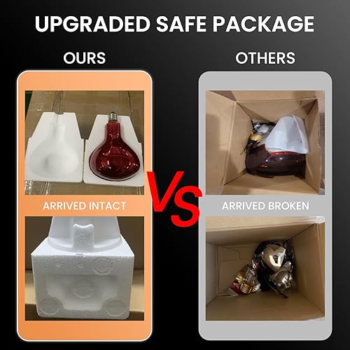 Miniatura 7 de YUNCHI Bombilla de luz roja infrarroja, bombillas de lámpara de calor roja de 275 W para cría, pollos, cachorros, servicio de alimentos, baño,