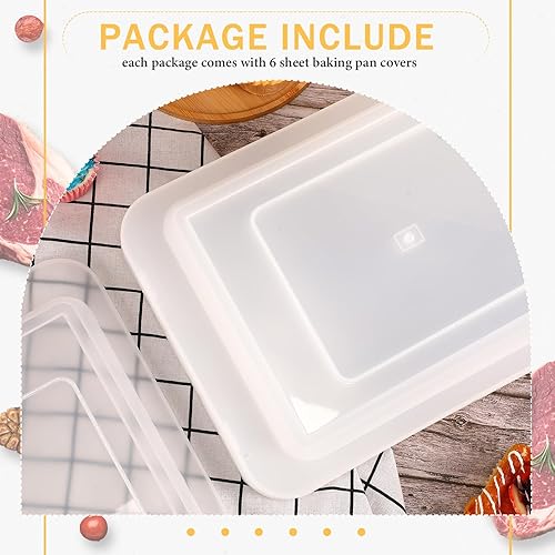 Miniatura 4 de 6 piezas de 14.57 x 9.84 pulgadas cubierta de media hoja de plástico PP para bandeja de aluminio bandeja de hornear utensilios para hornear bandeja