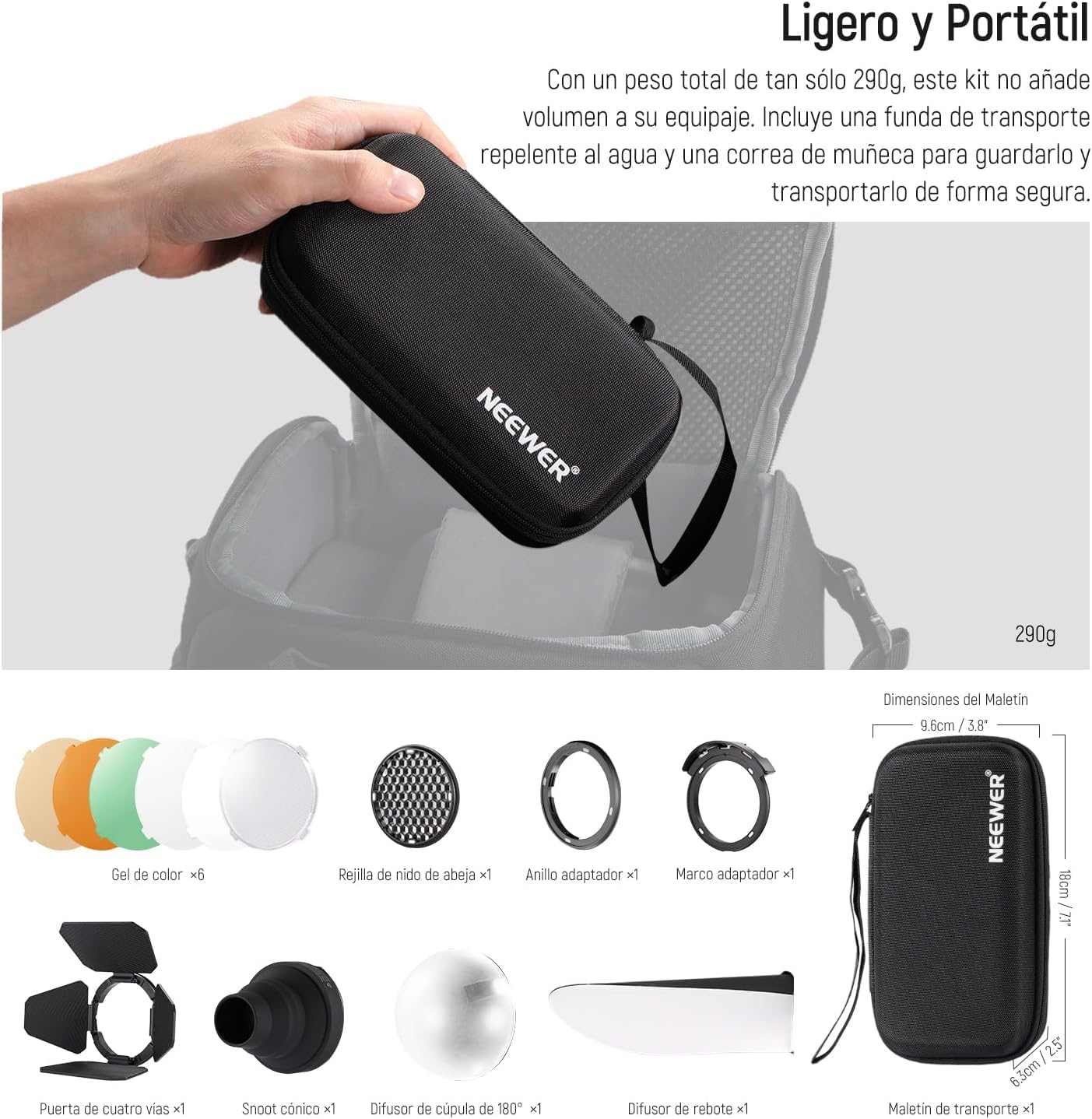 NEEWER CRM2 Kit de Accesorios Magnéticos para Flash de Cabeza Redonda Z1-C Z1-N Z1-S Z2-C Z2-N Z2-S Compatible con Godox V1 Speedlites, Incluye 14 pcs Adaptador Modificador de Control de Luz de Flash