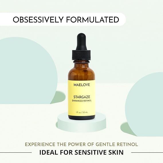 MAELOVE Stargaze Enhanced Retinol Serum, Time-Released 0.25% Retinol for Radiant Skin, Hydrating with Hyaluronic Acid, Niacinamide, Soothing Botanicals, Ideal for Sensitive Skin, USA Made