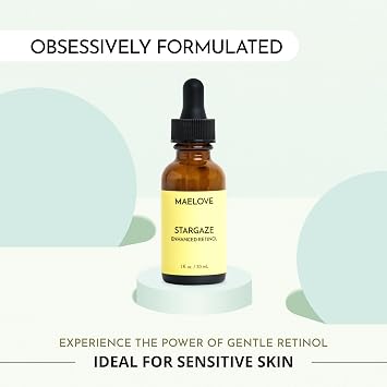 MAELOVE Stargaze Enhanced Retinol Serum, Time-Released 0.25% Retinol for Radiant Skin, Hydrating with Hyaluronic Acid, Niacinamide, Soothing Botanicals, Ideal for Sensitive Skin, USA Made