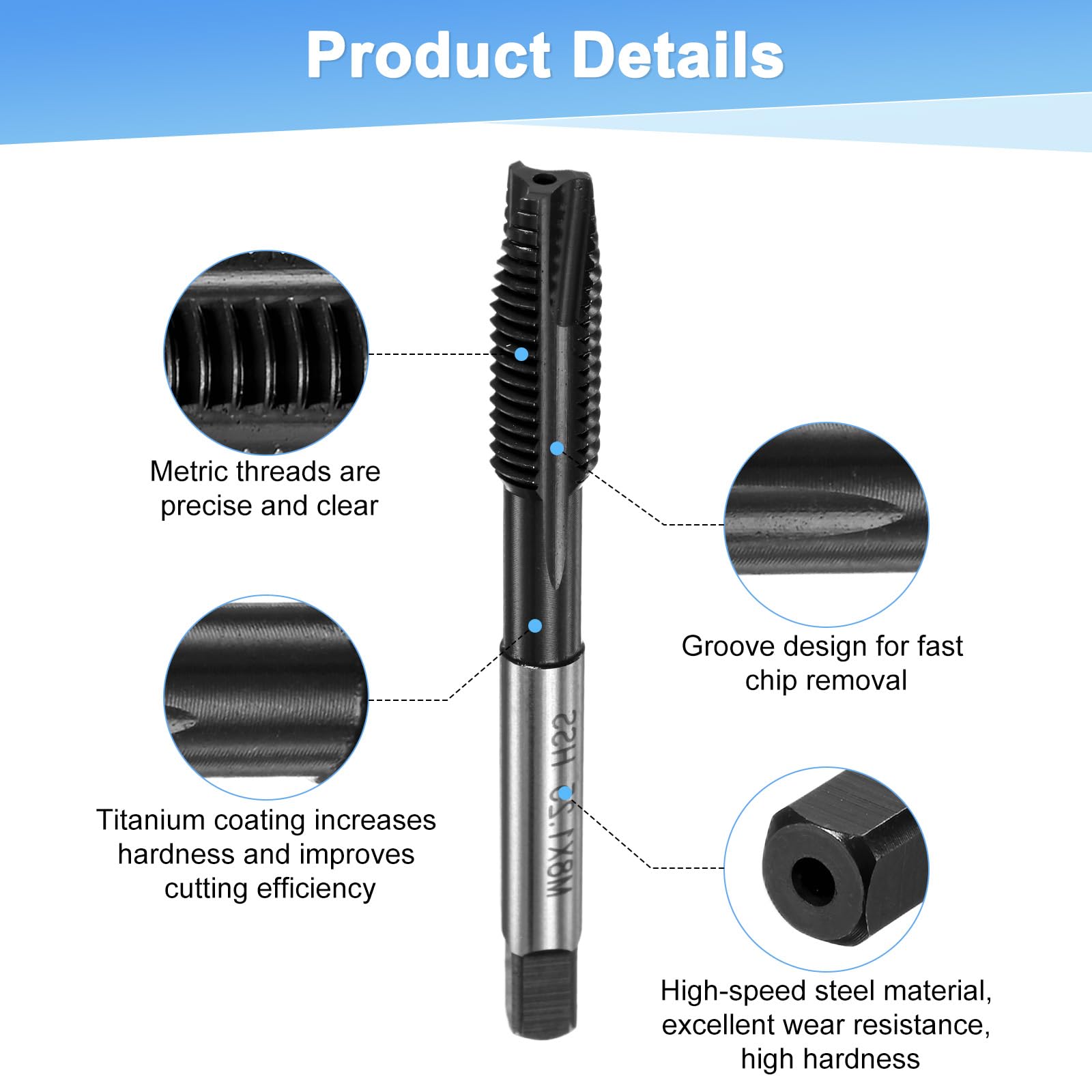 M METERXITY 2-Pack M8x1.25mm Metric Thread Tap - Image 2