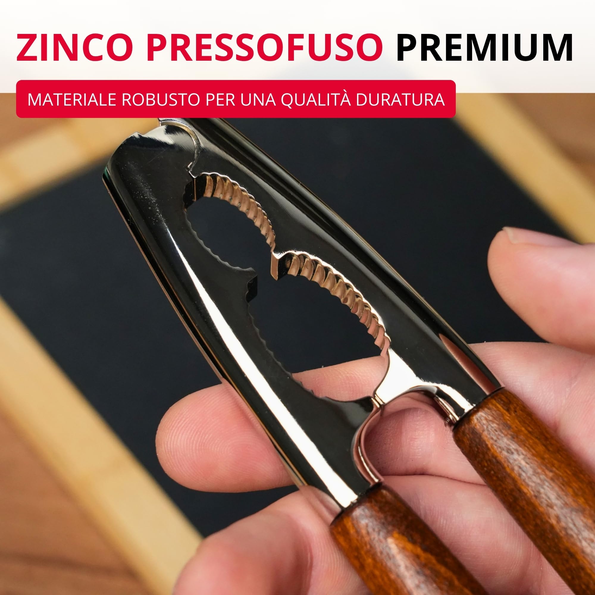Westmark Schiaccianoci, Monopol Edition, con manico in legno, lunghezza: 18,1 cm, zinco pressofuso, Estetico, argento/marrone, 16803360