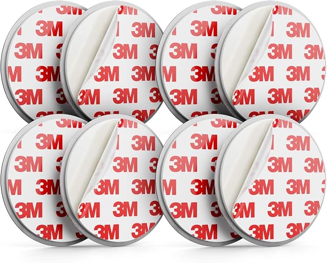 deleyCON 4x Magnetic Smoke Detector Mount Magnetic Attachment Smoke Detector Self-Adhesive Magnetic Fixture Adhesive Surface Diameter 65mm