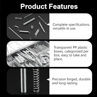 200 Pcs Compression & Tension Springs Assortment Kit, Steel Metal Extension Springs Set, 20 Sizes for Mechanical Use
