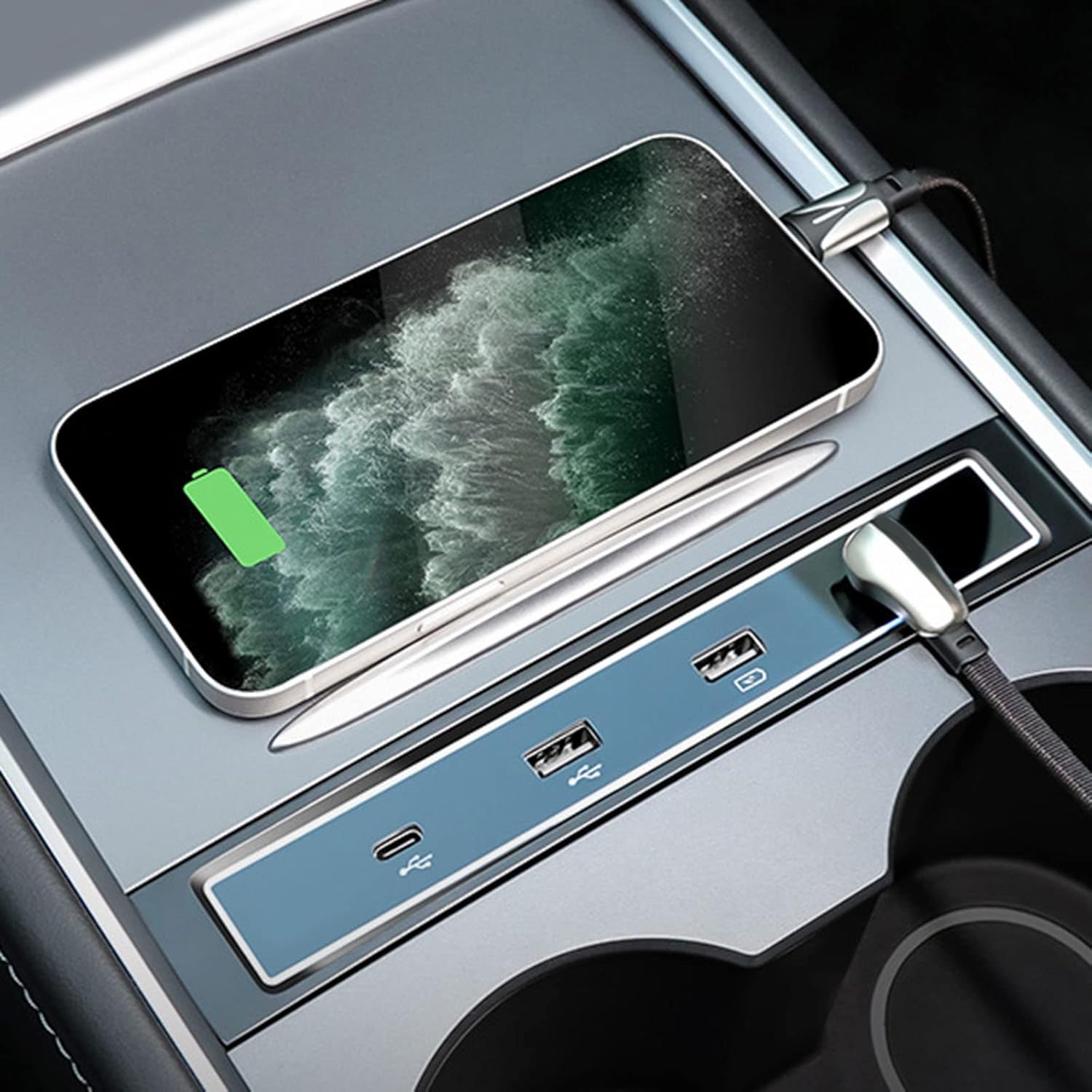 3/Y 27WクイックチャージャーLEDインテリジェントドッキングステーションUSBシャントハブデコレーションカーアクセサリー