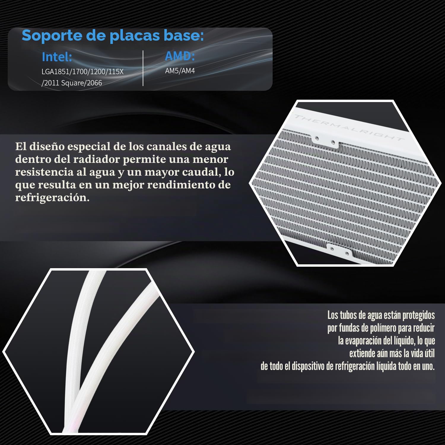 TR FW 240 Blanco ARGB Enfriador de agua para CPU, Sistema de refrigeración por agua con dobles ventiladores PWM, Pantalla LCD IPS con resolución de 320 x 240, para AMD / AM4 / AM5 e Intel LGA1700