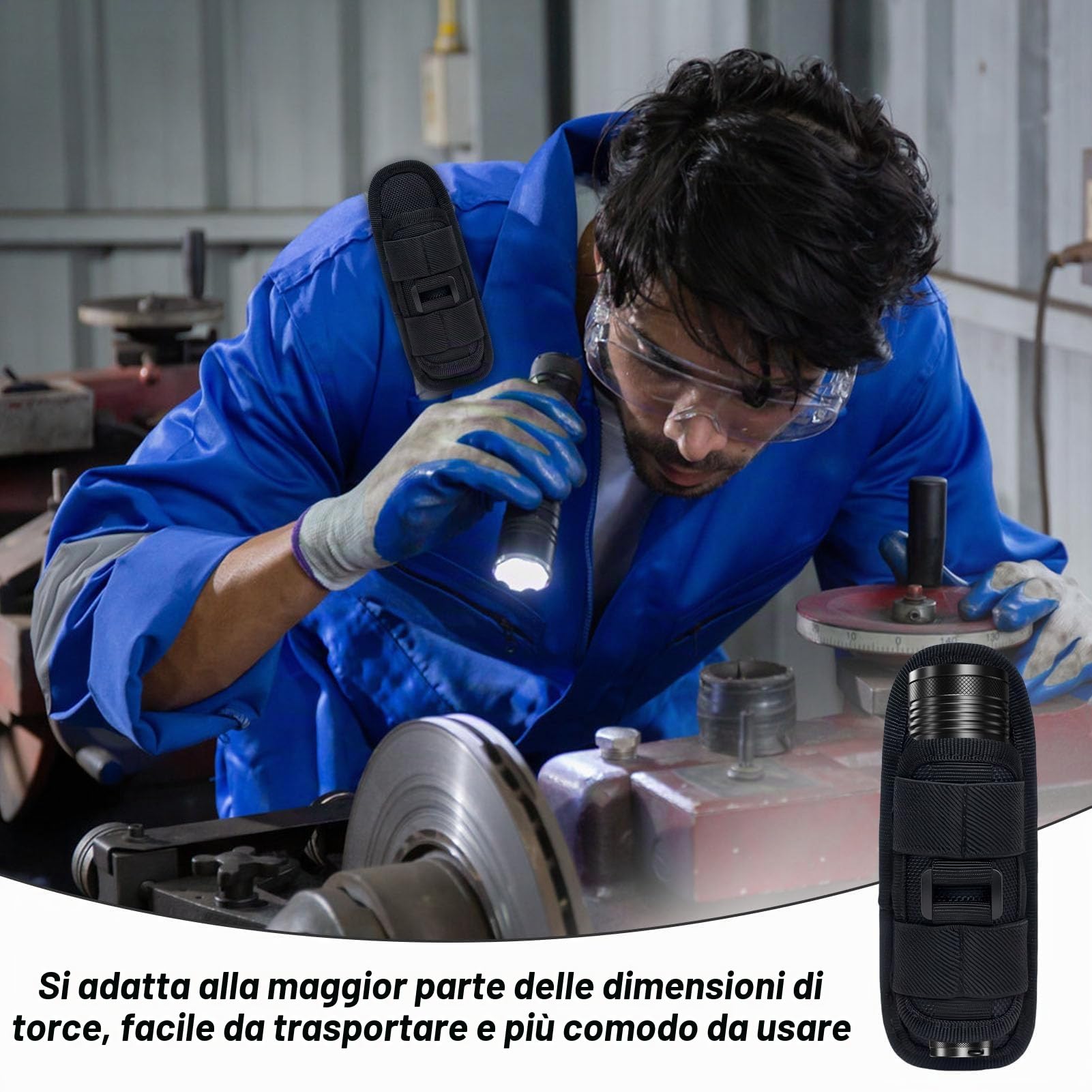 Custodia per Torcia Tascabile Girevole a 360 Gradi Con Clip per Cintura, Supporto Tattico per Attività All'aperto, Escursionismo, Caccia, Campeggio, Copertura in Nylon