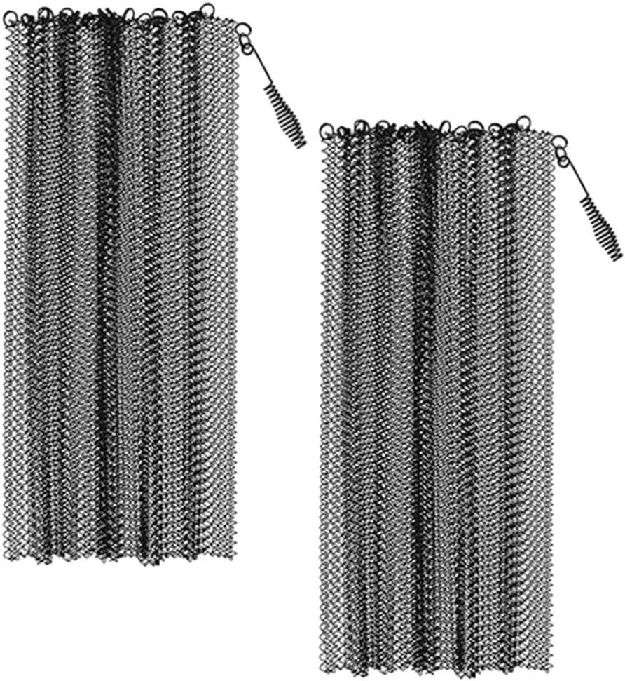 GANAZONO 2pcs Fireplace Mesh Screen Curtains - Panels Handles Easy to Install Spark for Home Decor