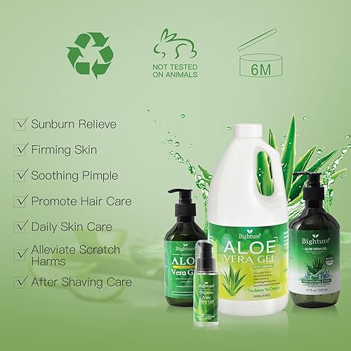 Miniatura 6 de Aloe Vera Gel, 100% Aloe Vera Extracted from Freshly Cut Pure Aloe Leaves, Pure Aloe Vera Gel for Skin Care like Deeply Soothing, Firming, After