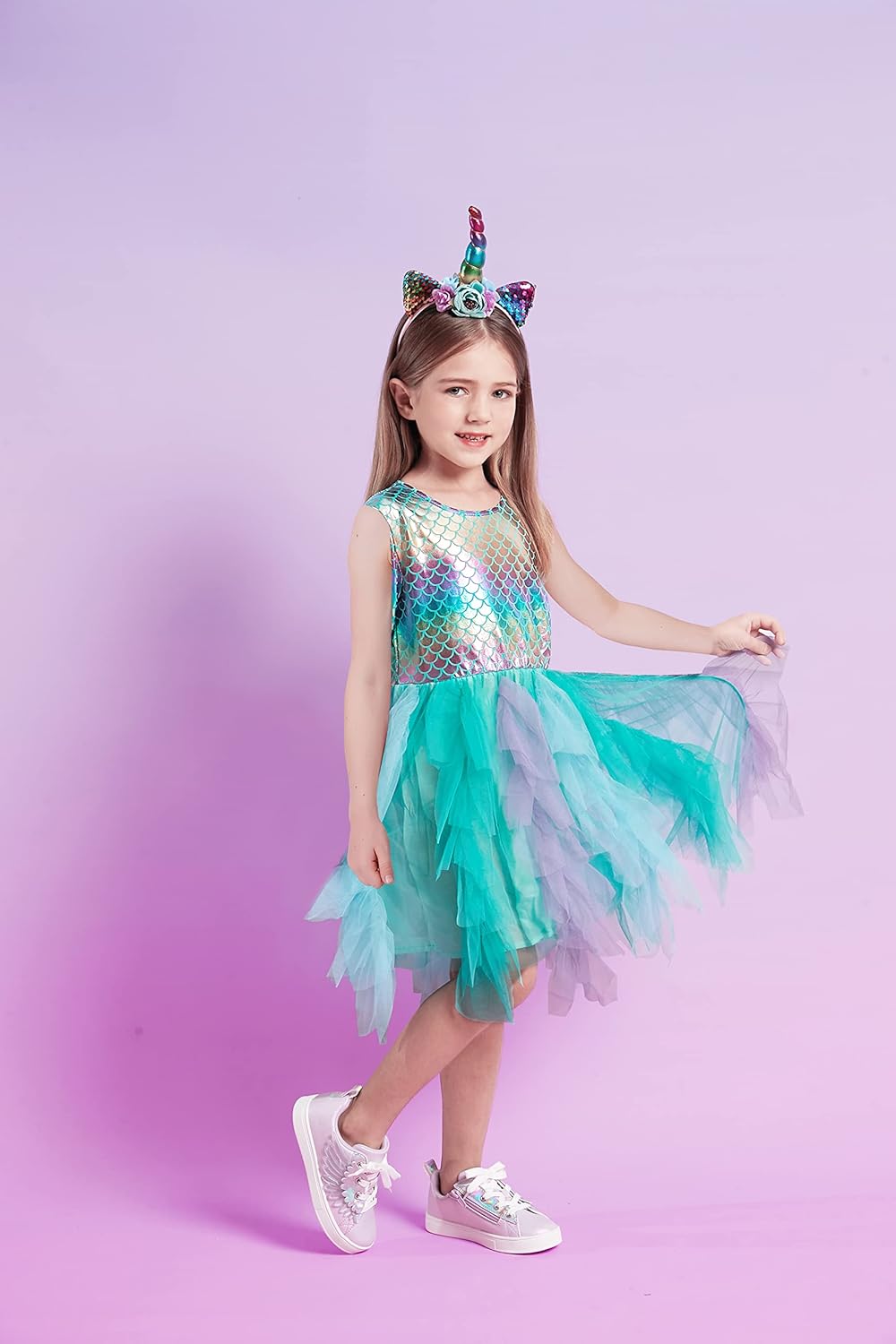 VIKITA Girls Dresses for Summer Short Sleeve Toddler Girls Clothes Party Tulle Halloween Dresses for Girls 3-12 Years - Image 2