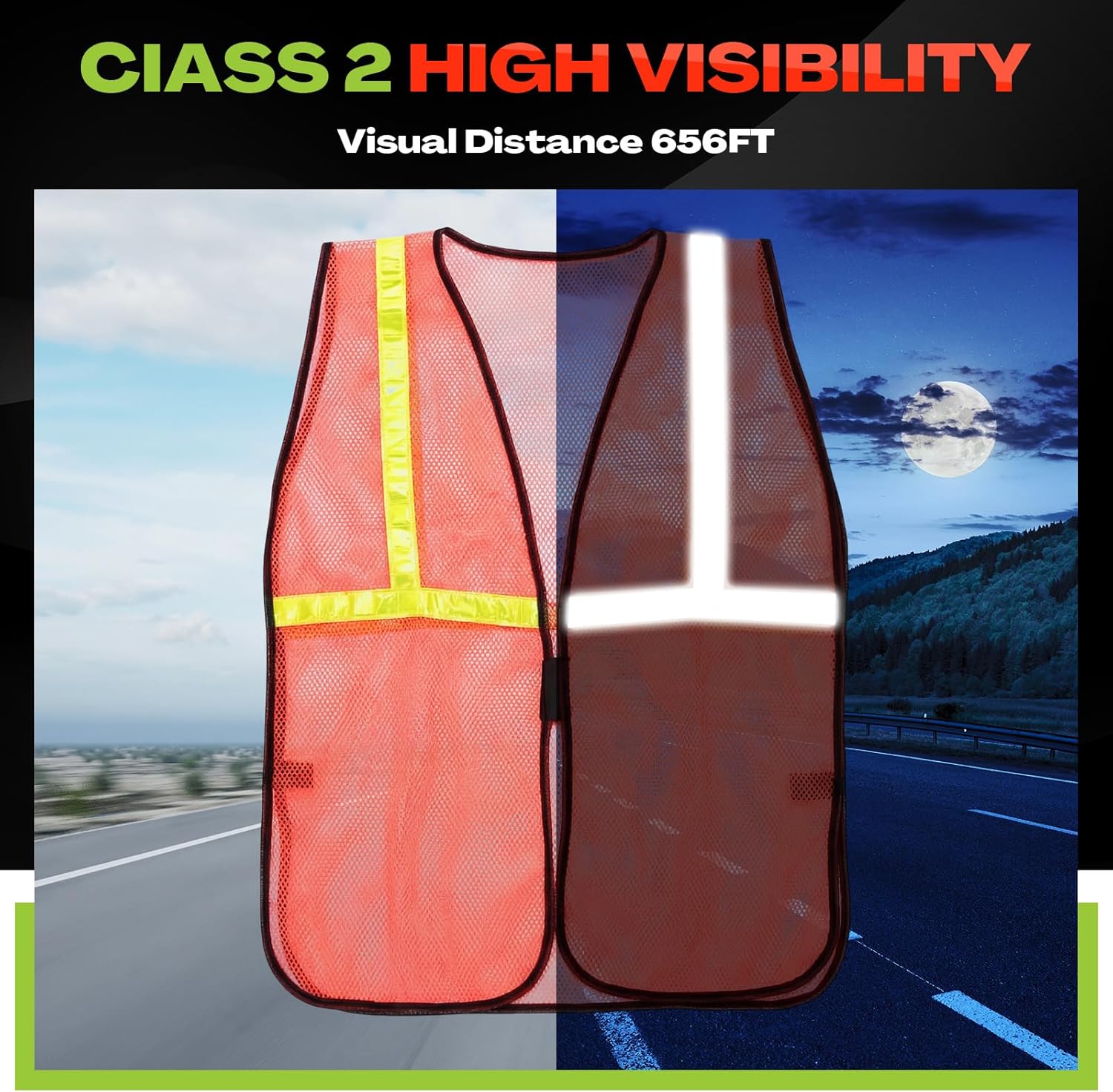 Haysandy 20 Pcs High Visibility Reflective Safety Vest Construction Vest Strips Neon Mesh Universal Size for Men Outdoor - Image 7