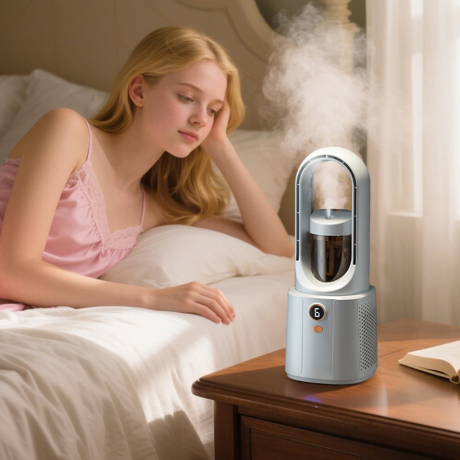 Generico ventilatore senza pale,Raffreddamento Portatile Ricaricabile a 6 Velocità,Ventilatore a Batteria | per camera da, cucina, ufficio in casa, viaggio