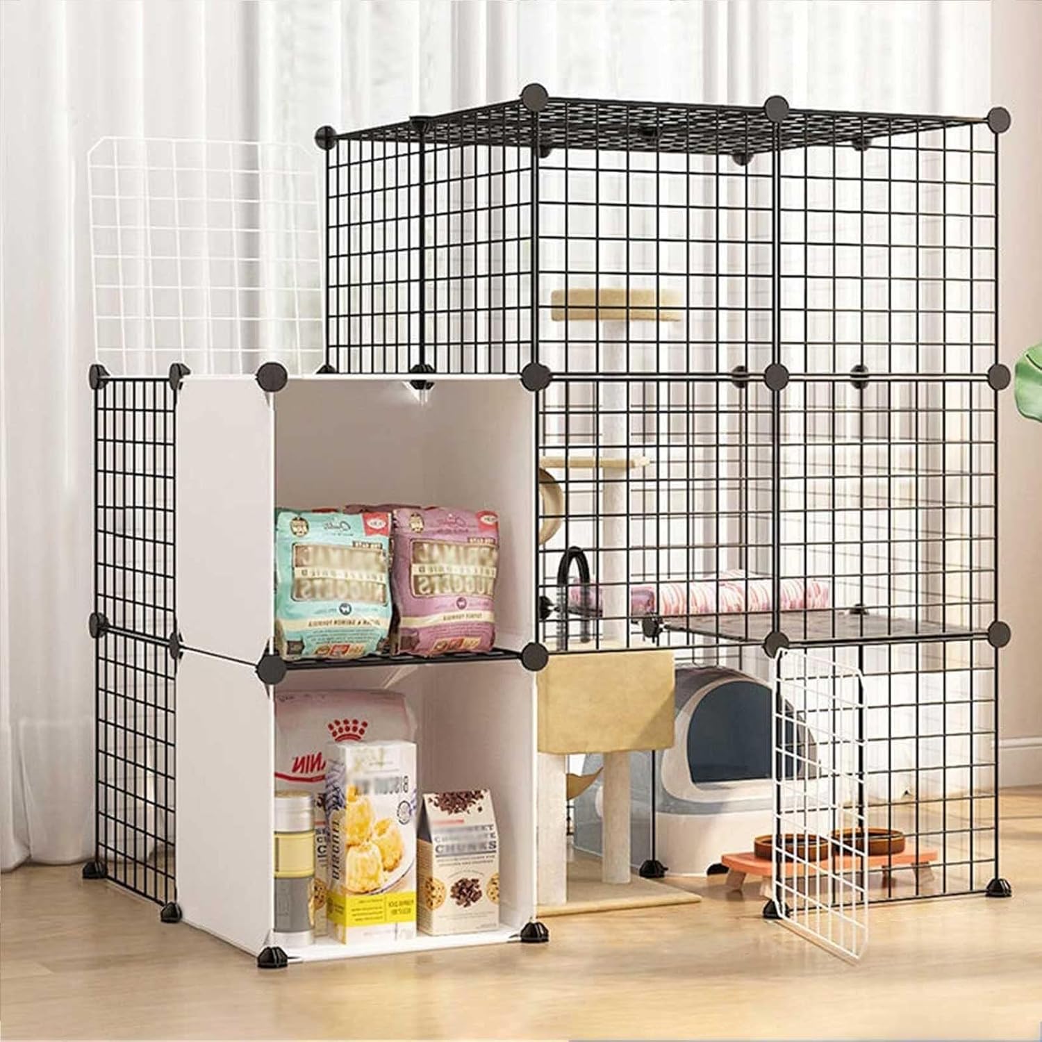 Large Indoor Cat Cage with Multiple Levels, Detachable Metal Wire Playpen & Accessories, Exercise Space for 1-4 Cats (Size : 147x111x146cm)(111x75x110cm(A))