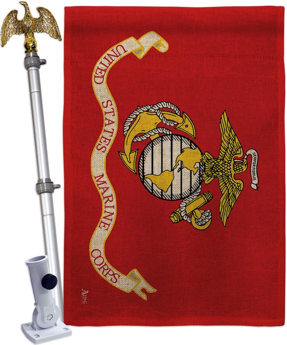 Marine Corps House Flag Armed Forces USMC Semper Fi United State American Military Veteran Retire Official Small Decorative Gift Yard Banner Double-Sided Made In USA 28 X 40