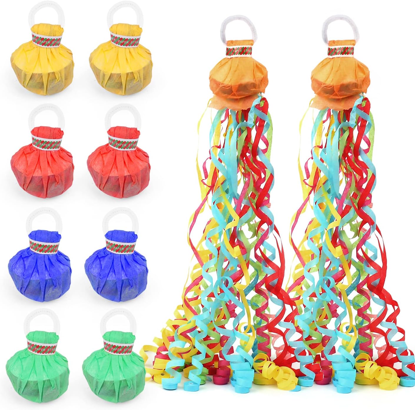 FameFame 10Pack Streamers Poppers, MultiColor No Mess