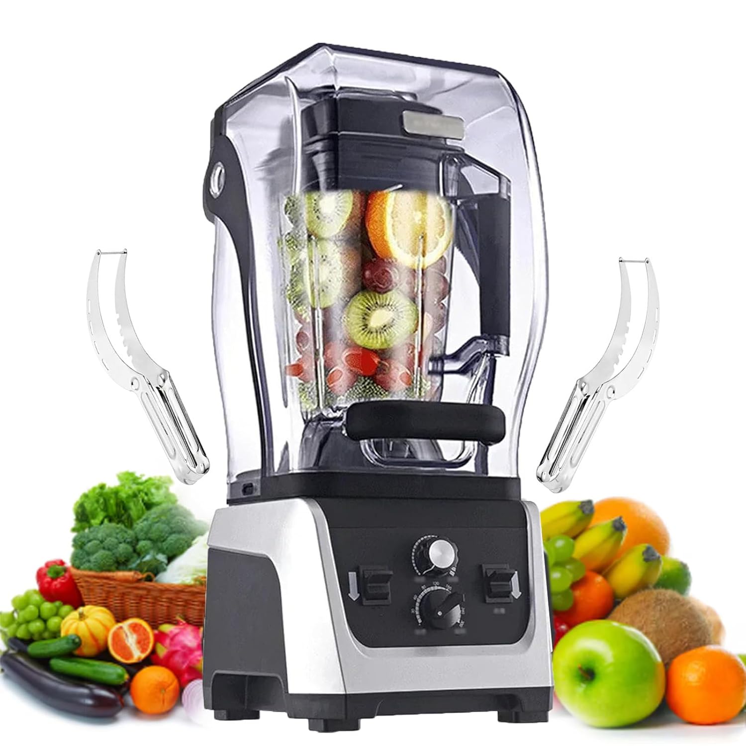 Electric Stand Mixer Countertop Blenders Smoothie Maker Food Processors with 5MM Soundproof Cover Double Stirring Blades For Kitchen