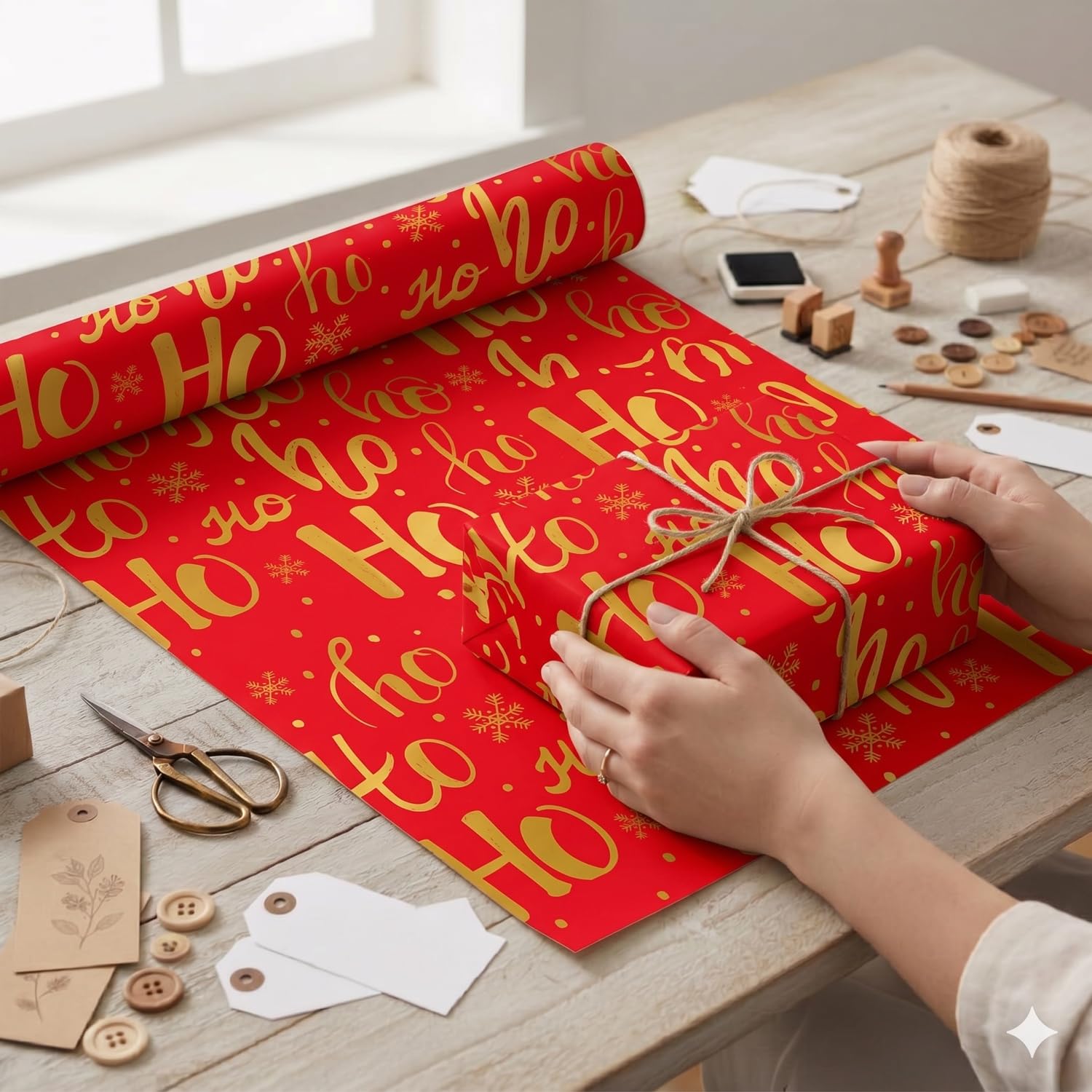 Bobine de papier cadeau, grand rouleau 62 cm x 100 m • LETTRES DE NOËL • Idéal pour : Commerces, Entreprises, Emballage de cadeaux de Noël, Rois Mages