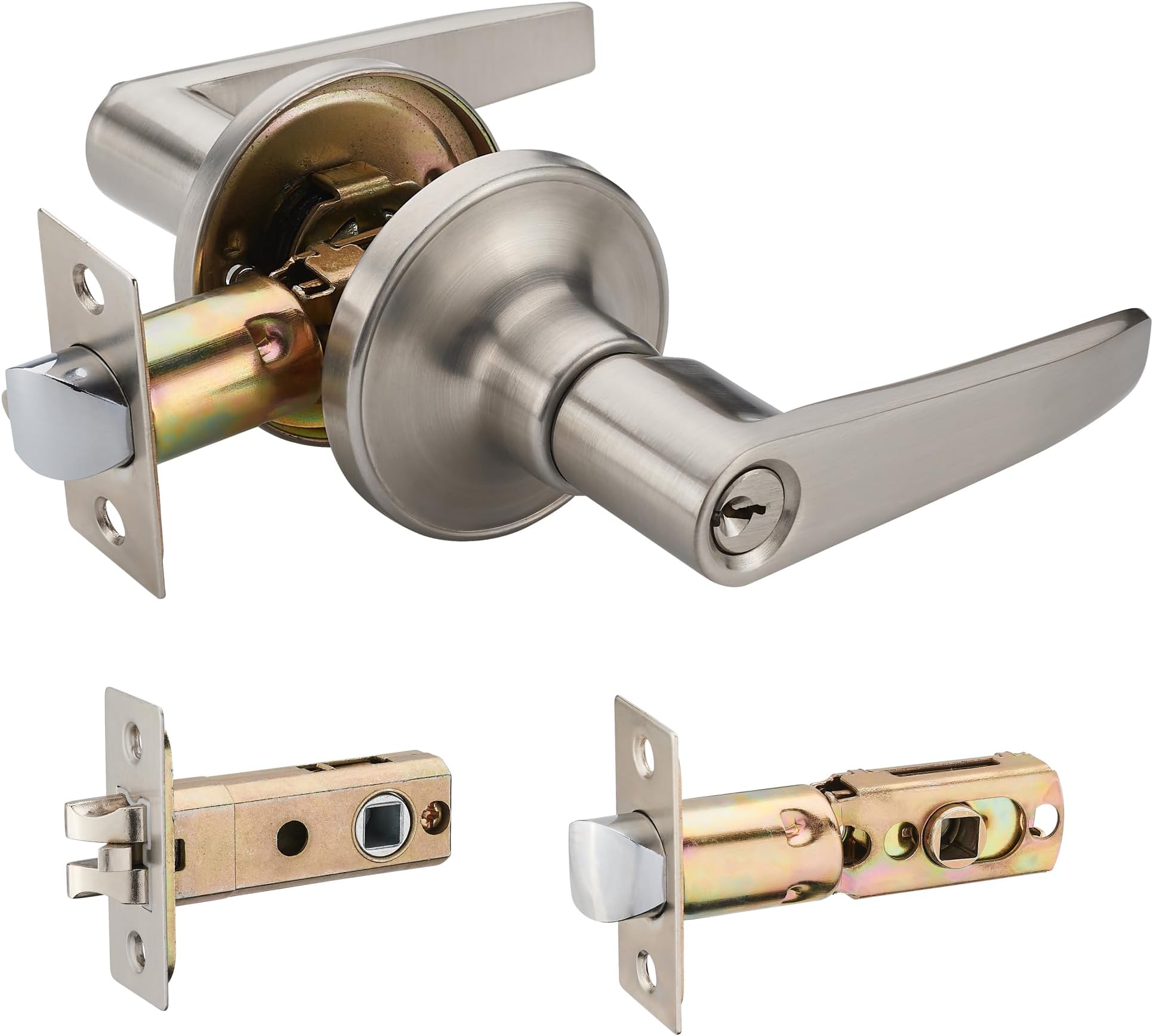– Wave Lever Keyed Entry Door Lock/Door Knob Hardware Wave Handle and Closet Lockset(802-ET)