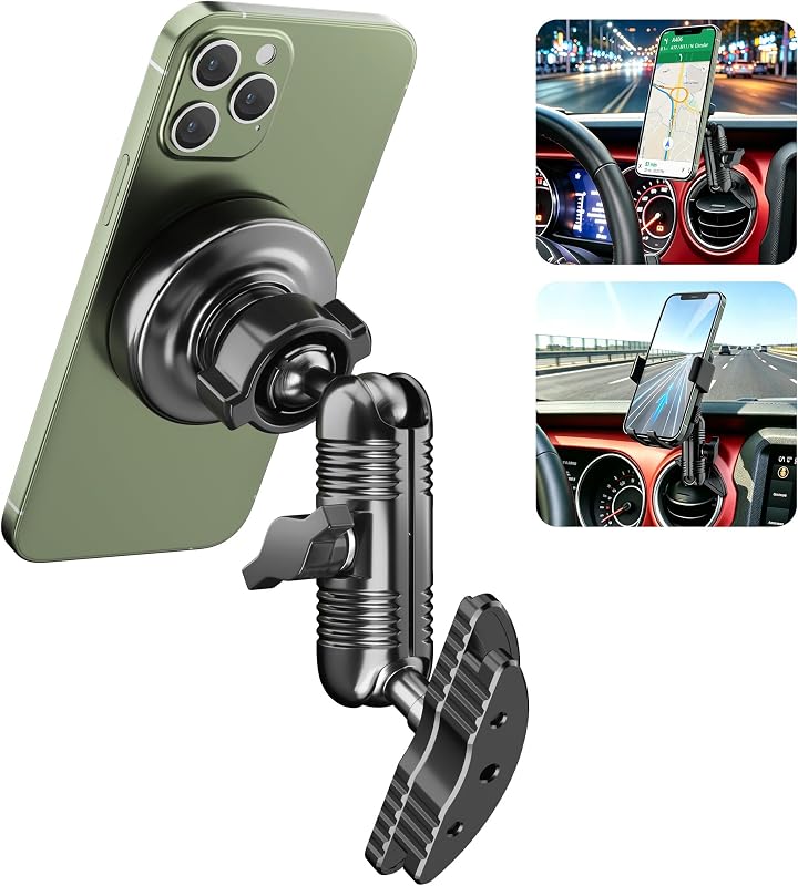 Suporte de celular para saída de ar Jeep Wrangler JL 2018–2023 e Gladiator JT 2020–2023 HOSNKAW HRH-JPVT 2 em 1