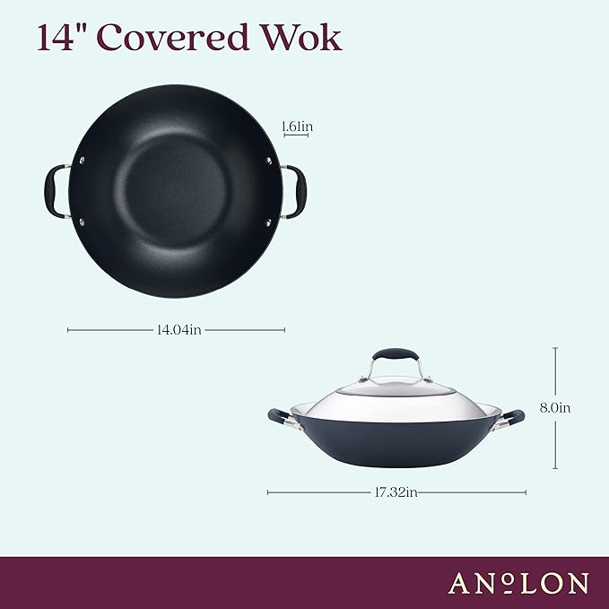 Wok Anolon Advanced Home antiadherente 14 pulgadas Onyx miniatura 3
