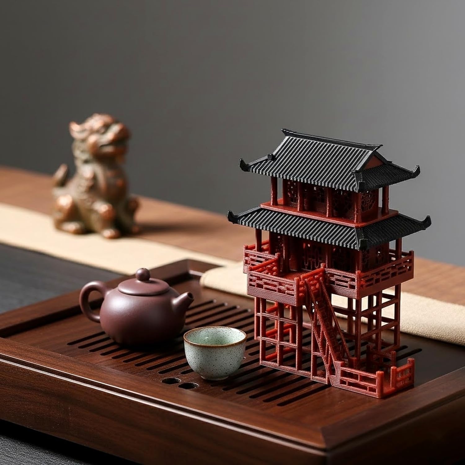 LOGOFUN Mini Pagoda Statue Miniature Oriental Pavilion Sculpture for Zen Garden Fairy Garden Aquarium Decorations Accessories - Medium