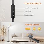 Lastar LED Floor Lamp, Floor Lamps for Living Room, 5 Brightness & 4 Color Temperature, 12W Standing Reading Lamp for Bedroom with Timer & Memory Function, Black