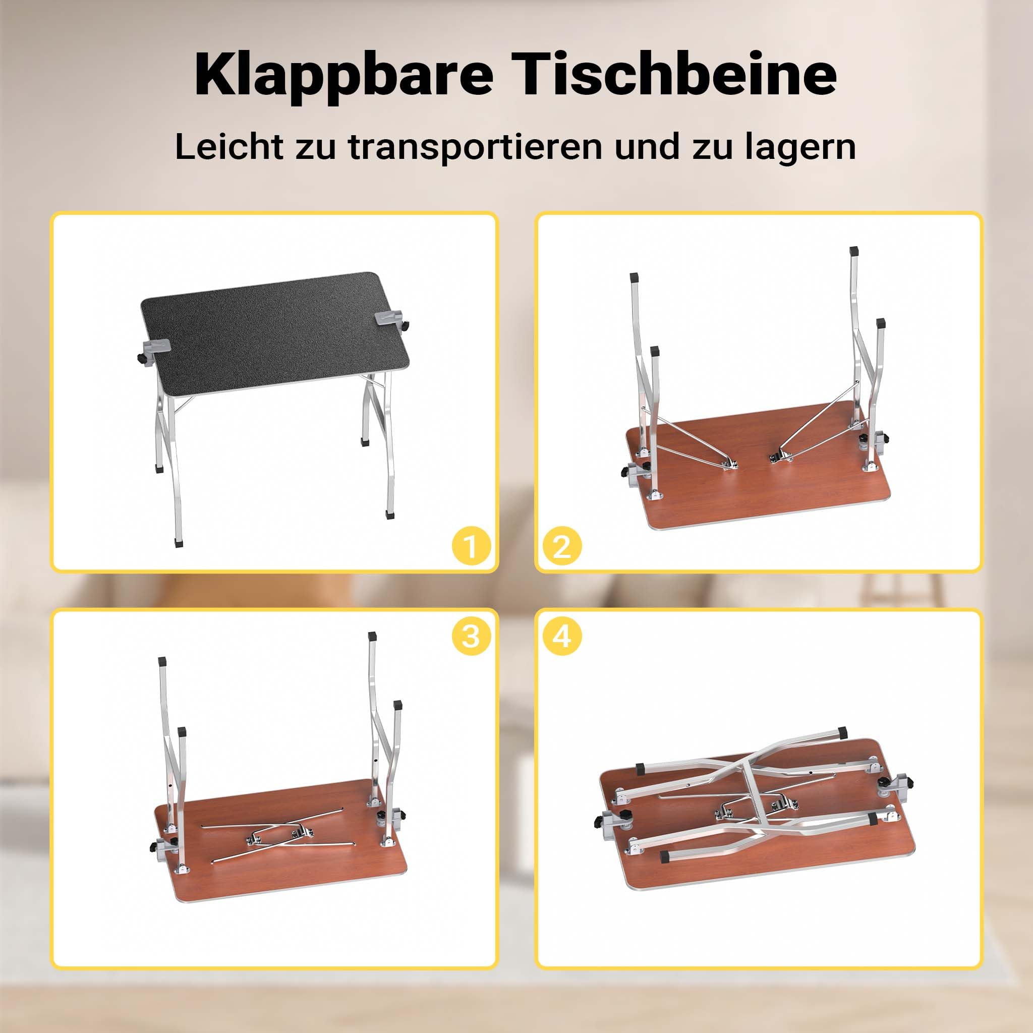 Wiltec Schertisch für Hund und Katze, 91x61x76 cm, Trimmtisch zusammenklappbar, Groomer Tisch mit 2 Schlingen, Pflegetisch für Tiere