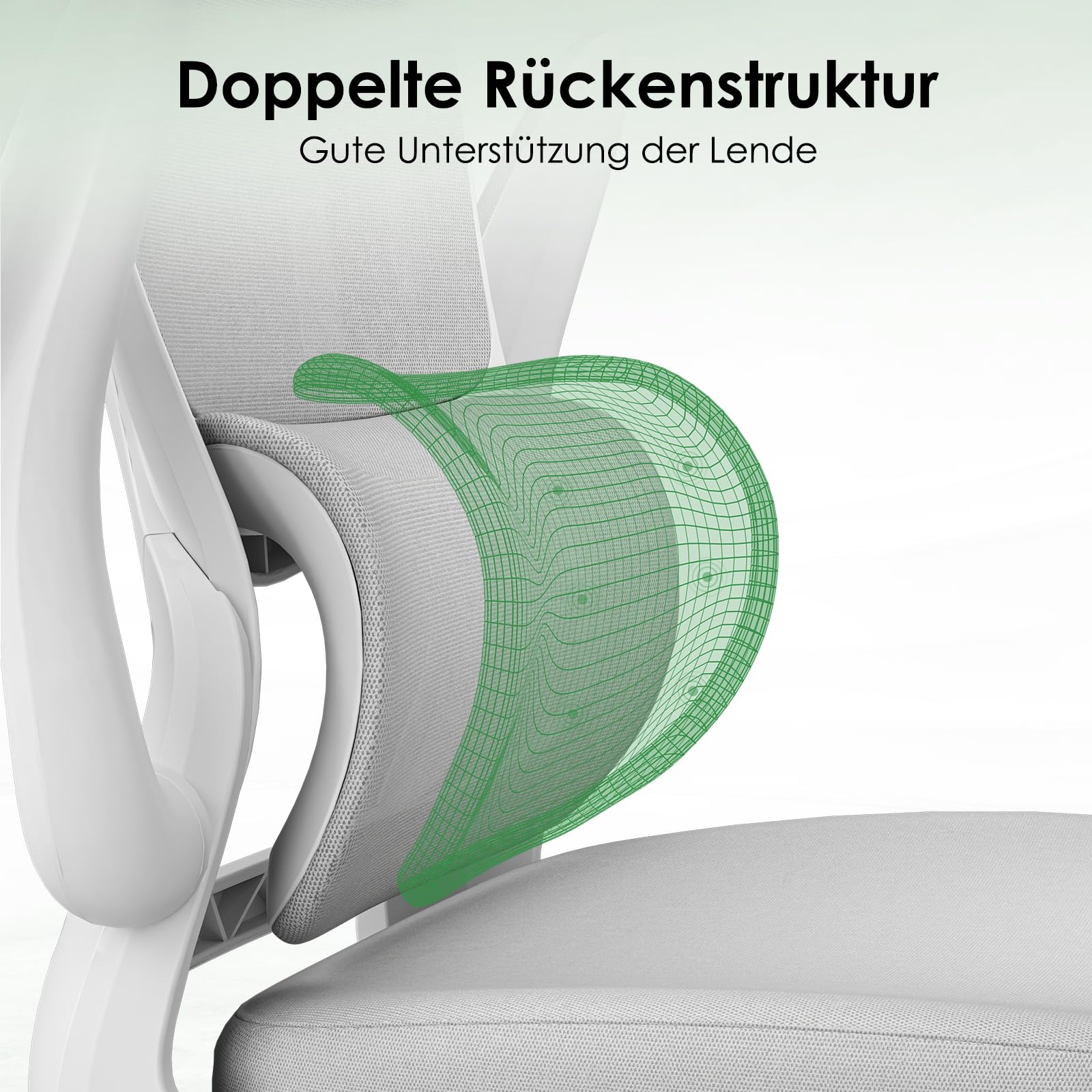Farini Ergonomischer Stuhl Büro Computer Stuhl mit Rollen Schreibtisch für Bequemer Home Office Höhenverstellbar Chefsessel Bürostuhl mit Kopfstütze, Grauweiß
