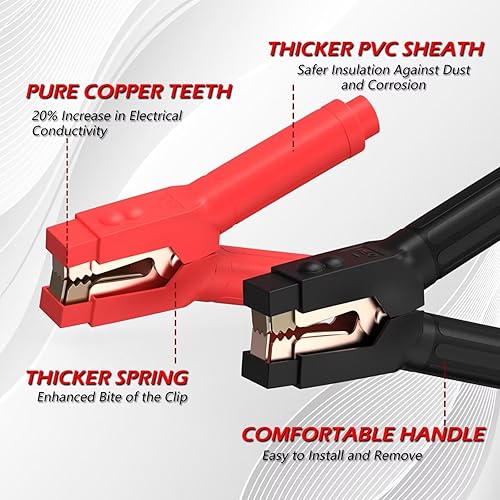 Miniatura 3 de NOONE Cables de puente resistentes de calibre 0 de 30 pies  Cables de puente de conexión rápida de 1000 amperios para batería de automóvil, SUV y