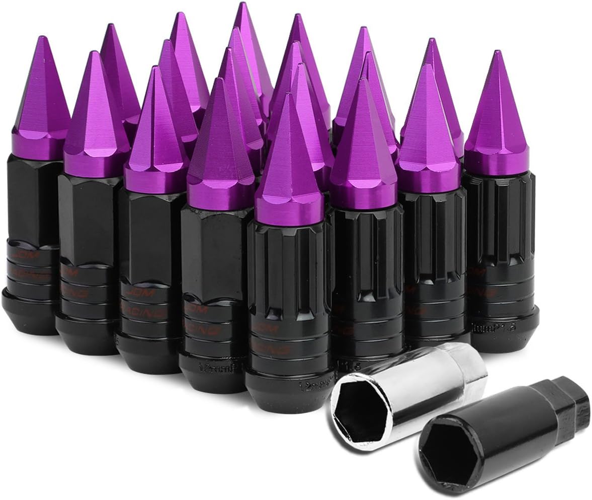 Auto Dynasty M12 x 1.5 Open/Closed End 16PC Aluminum Alloy Wheel Lug Nuts + 4 x Lock Nut + 1 x Key (Black Lug/Orange Cap)