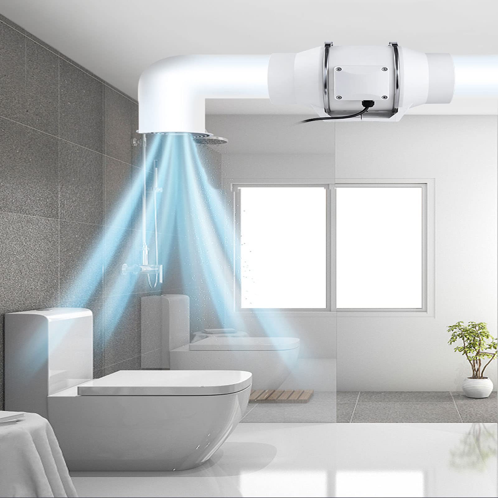 HAILM Extractor de Aire para baño Extractor de Aire en línea con Modo silencioso de extracción y aspiración y Ventilador de conducto de Alta Potencia para Cocina, baño y Sala de conferencias.,SL 125