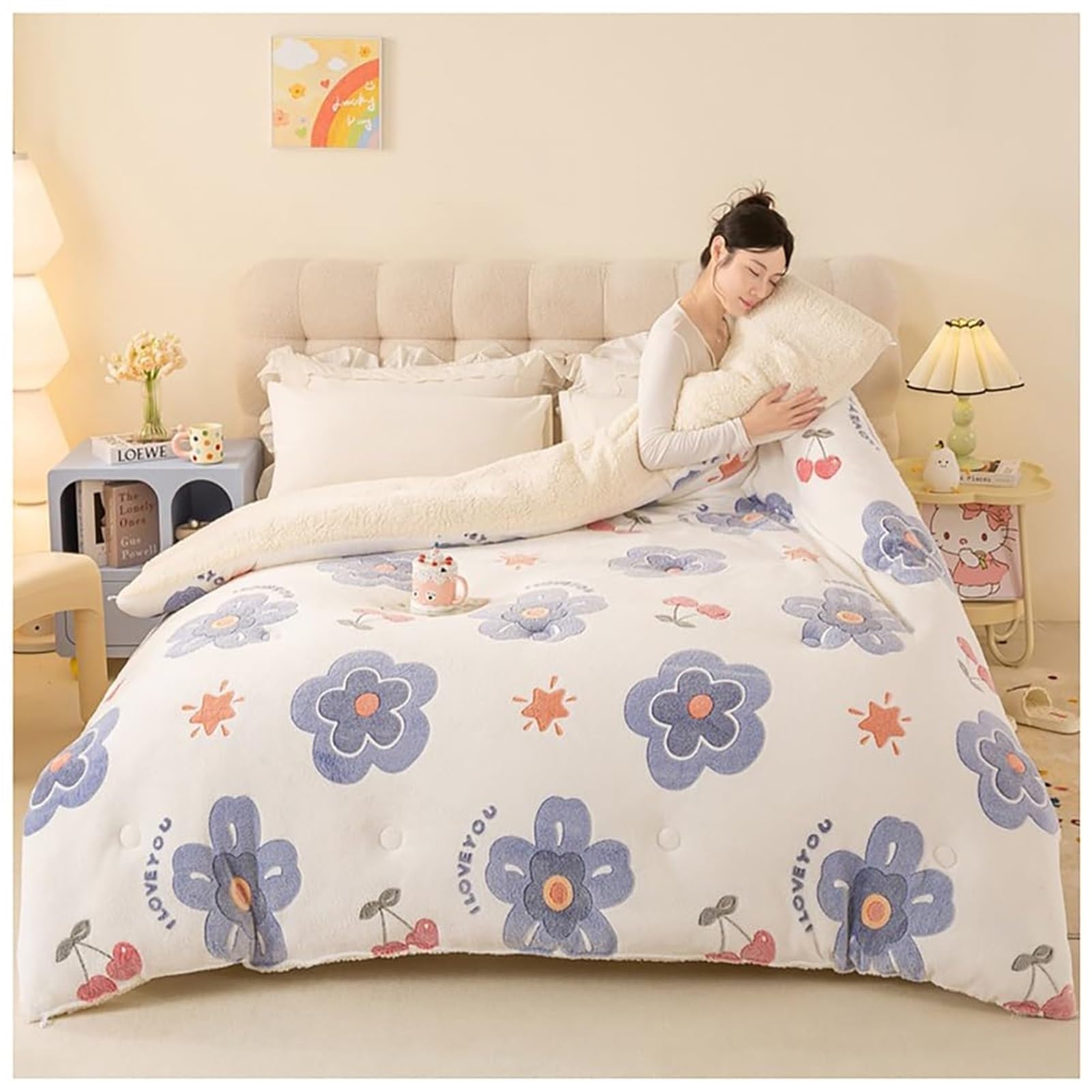 Super Warm Lamb Fleece Quilt, Winter Thickened Blanket, Double Sided Fluffy Plush Quilt, Super Soft Breathable Lightweight Bed Comforter(Color1,200x230cm(4KG))