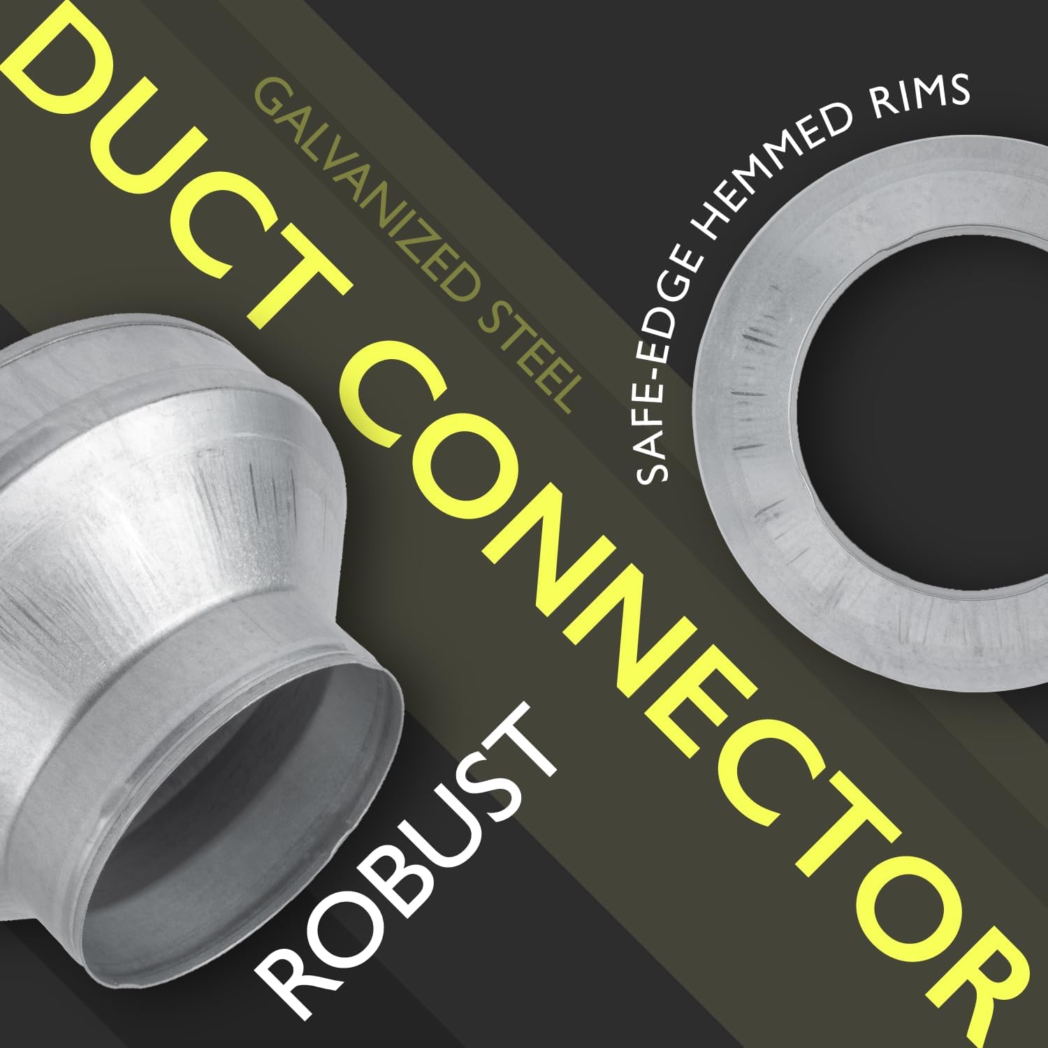 10" to 6" Inch Duct Pipe Adapter - Galvanized Steel HVAC Ducting Reducer for Ventilation - PVC Pipe, Hose Coupler - Heavy Duty Exhaust, Air Conditioner Fittings - Vent Flange Connector
