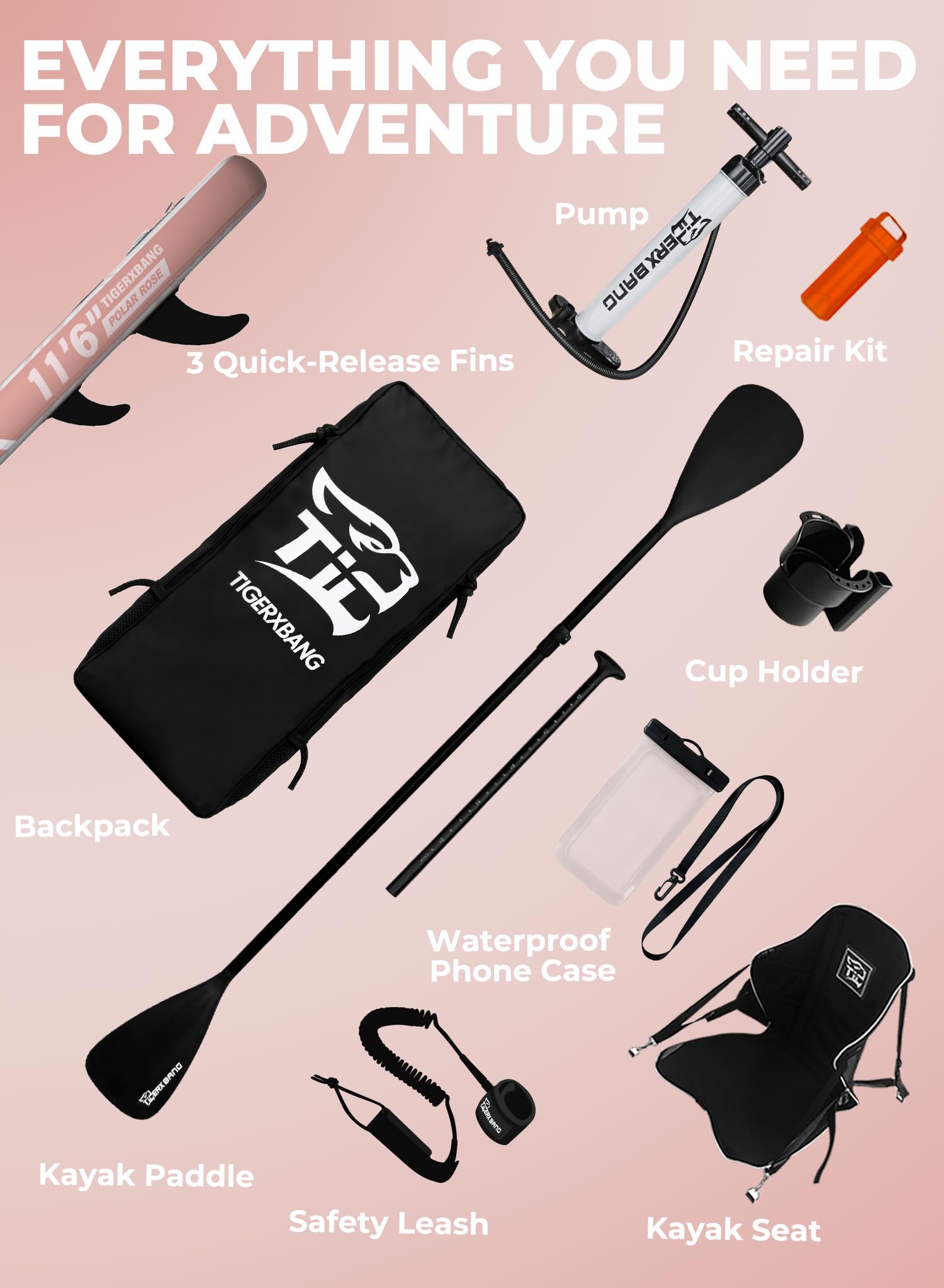 TIGERXBANG Tabla Paddle Surf Hinchable con Accesorios Premium Tabla Sup Padel Surf Stand Up Padding Board para Adultos/Niños Sup
