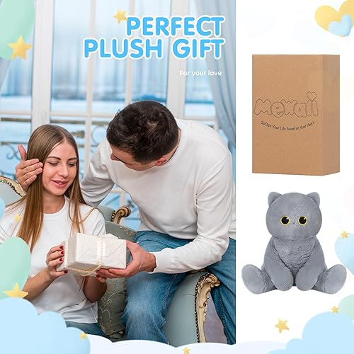Miniatura 7 de Mewaii Animales de peluche con peso, 3.5 libras personalizable para gatos de hasta 5 libras, peluche de gato de peluche para aliviar el estrés