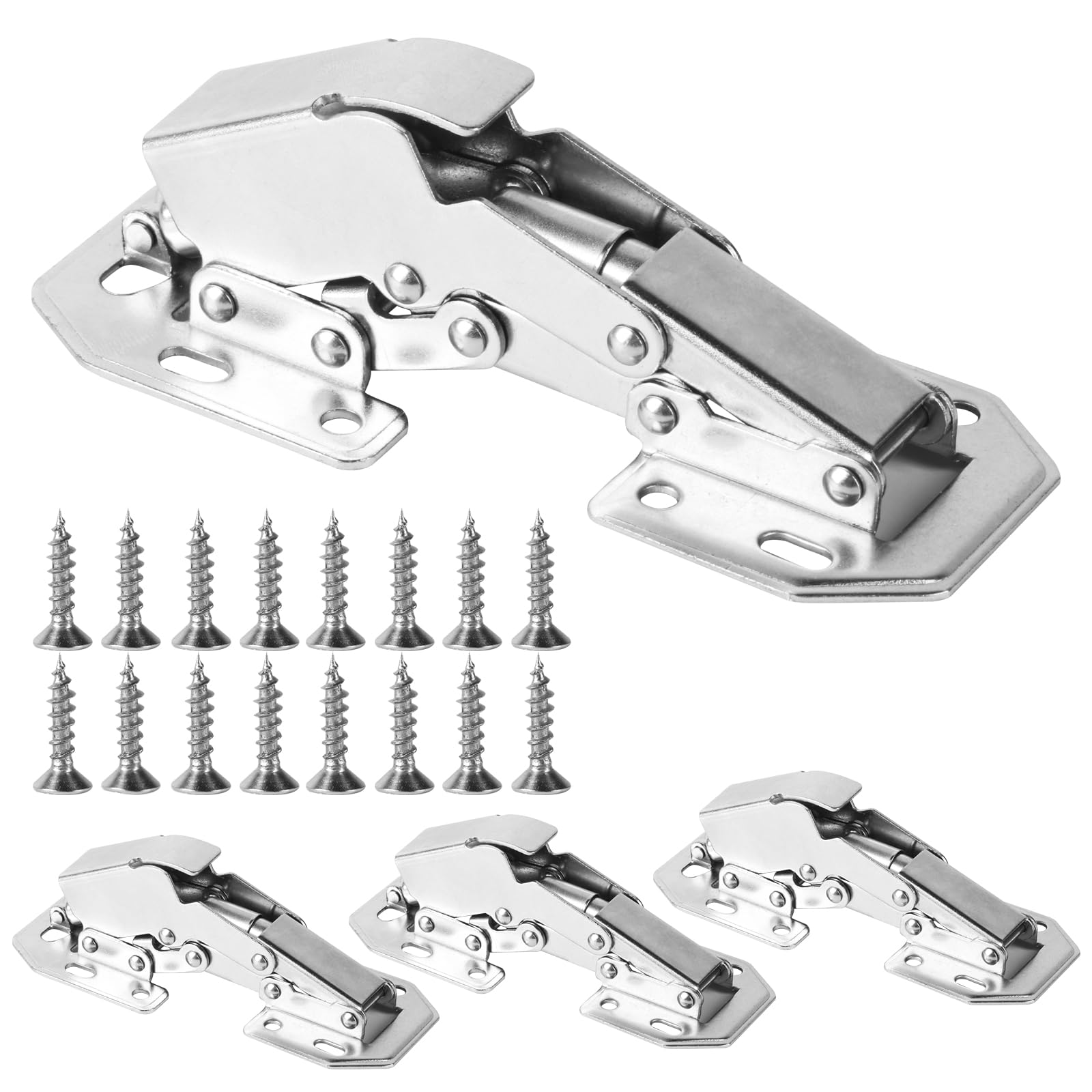 4 Pcs Soft Close 90 Degree Hidden Hinges, Frameless Concealed Hinges, 4.3 Inch, Installation Method Reference Pictures