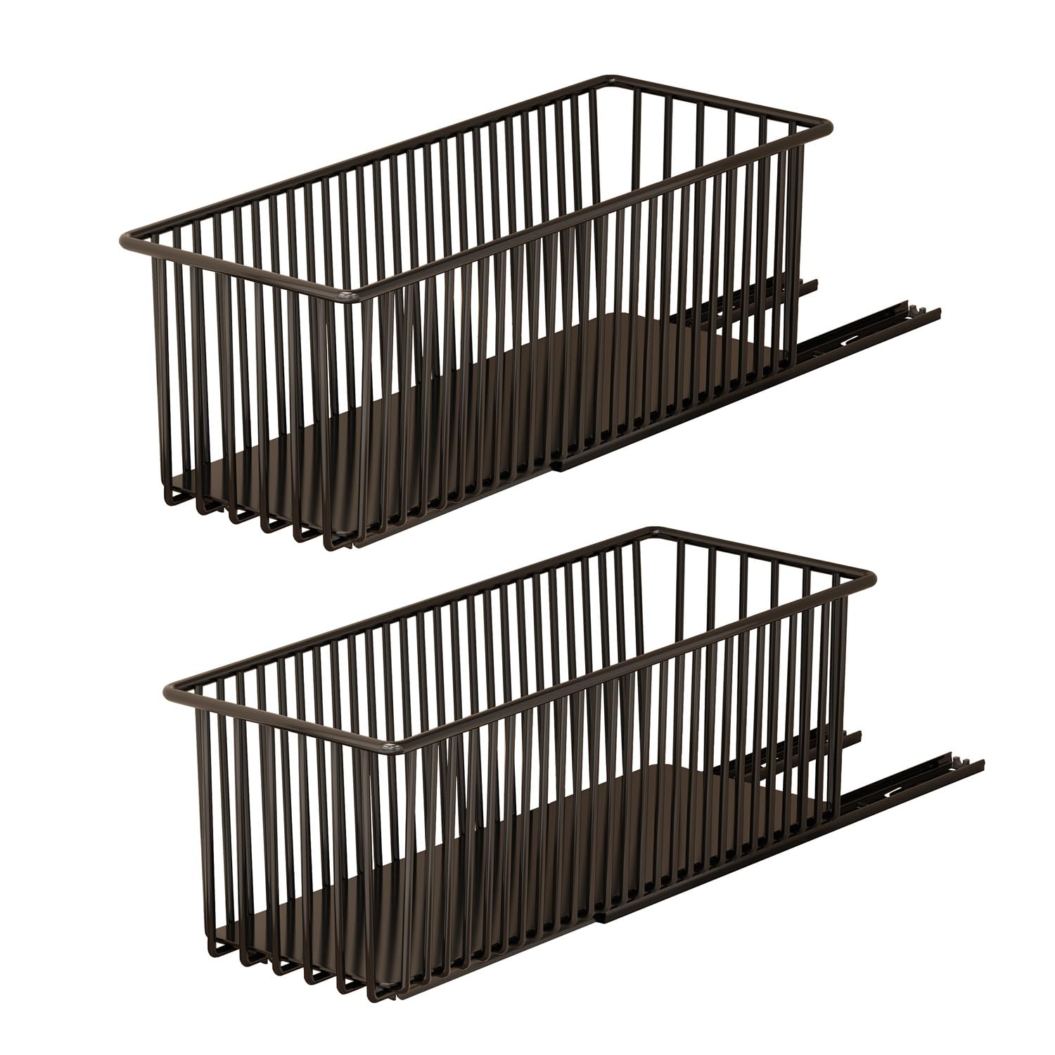 Cachpib 2Pcs Pull-Out Basket Pull Out Cabinet Organiser 2 Pack, Slide Out Drawer Storage Shelves For Kitchen Cupboard, Multifunctional Sliding Pantry Shelves, No Need Drill And Nailing, 15.2X41.2x16.2cm