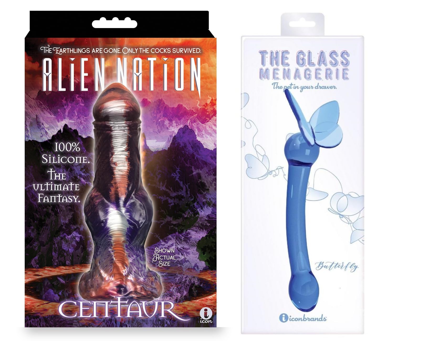 Amazon.com: Adult Sex Toy Bundle of Alien Nation Centaur Silicone Creature  Dildo - Copper and Icon Brands Glass Menagerie Butterfly G-Spot Dildo -  Dark Blue : Health & Household