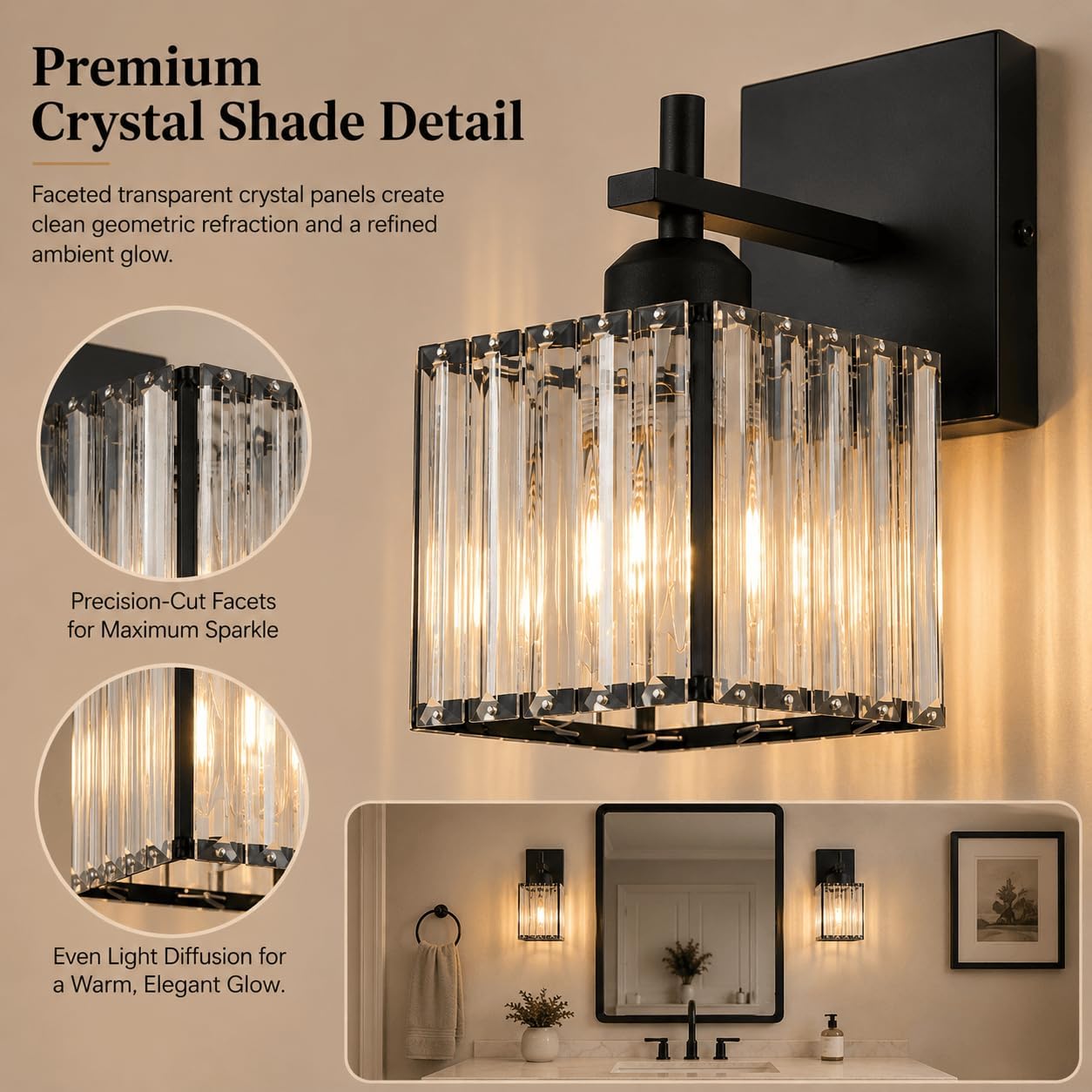 2-Pack 1-Light Modern Black Wall Sconces, Hardwired Indoor Light Fixtures with Ceramic E26 Sockets, Matte Black Wall Lamps for Living Room, Bedroom, Hallway