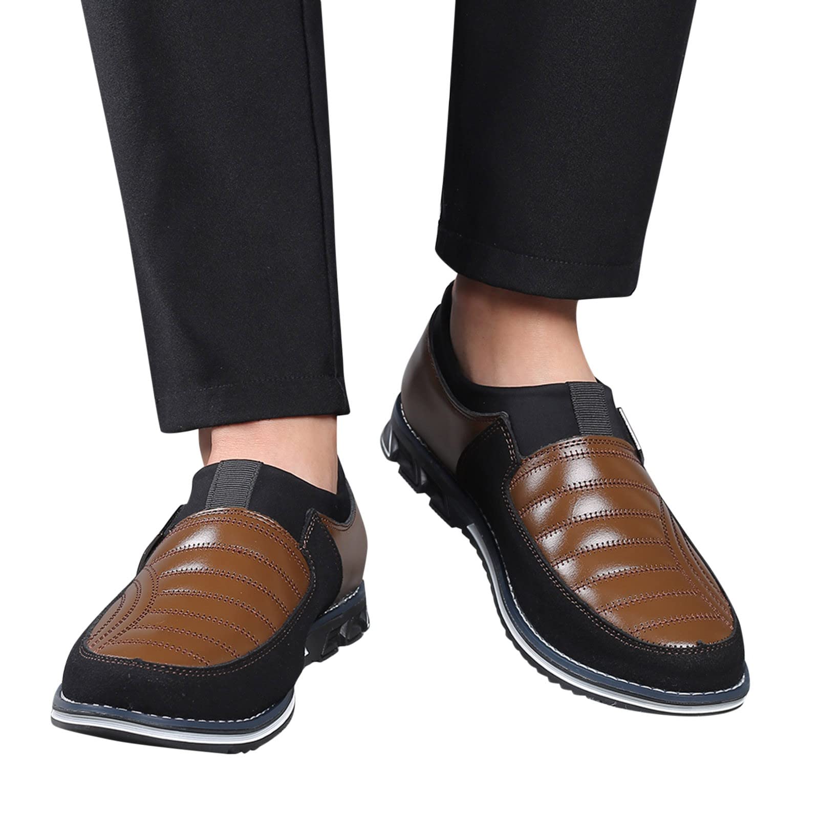 Zapatos planos casuales de oficina para hombre, transpirables, de piel